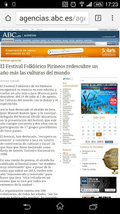 Las páginas de algunas ediciones digitales en las que se ha publicado la información sobre el Festival.